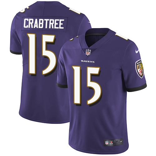 Nike Ravens #15 Michael Crabtree Purple Team Color Youth Stitched NFL Vapor Untouchable Limited Jersey